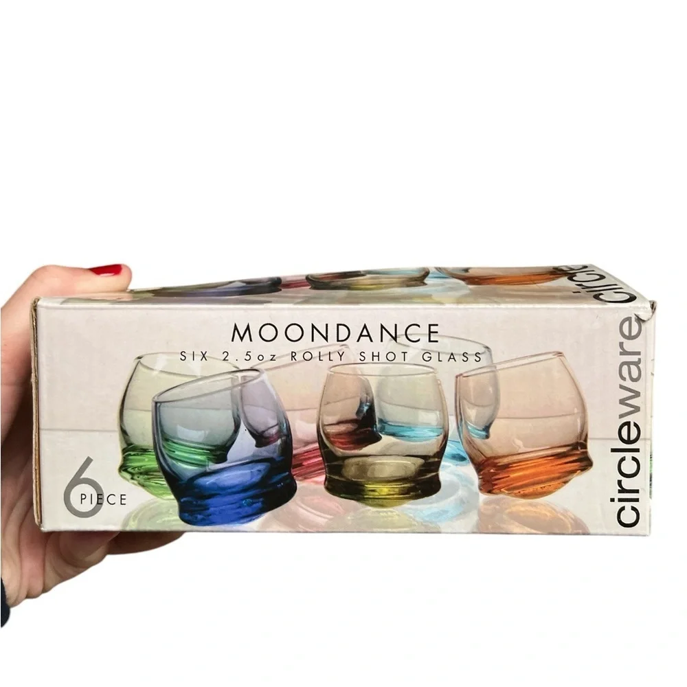 Colored glass moon dance shot glasses